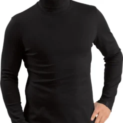 Rollkragen-Langarmshirt - Schwarz -Grundstoff Verkäufe 02010 008 Trigema Rollkragen Oberteil Unisex black Organic Cotton 1280x1280