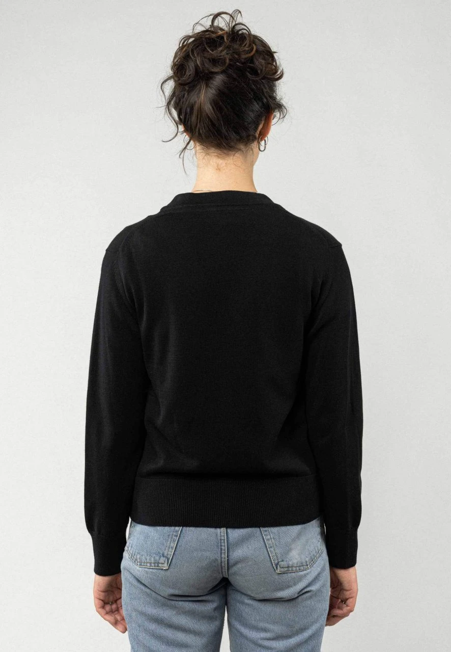 Mela Fairtrade V-Neck Cardigan Surina Aus Bio-Baumwolle - Schwarz 6 Mela Fairtrade V-Neck Cardigan Surina Aus Bio-Baumwolle - Schwarz – Bild 4