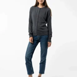 Cardigan Aus Bio-Baumwolle - Anthrazit Melange -Grundstoff Verkäufe Bio Baumwoll Strickjacke Damen 100 310 anthracite 1280x1280