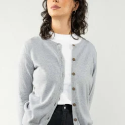 Mela Cardigan Aus Bio-Baumwolle - Grau-meliert -Grundstoff Verkäufe Cardigan aus Baumwollstrick Bio 1280x1280
