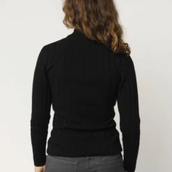 Mela Fairtrade Strickpullover Amba Aus Bio-Baumwolle - Schwarz -Grundstoff Verkäufe Feinstrick Pulloi strukturiert Amba black 1280x1280