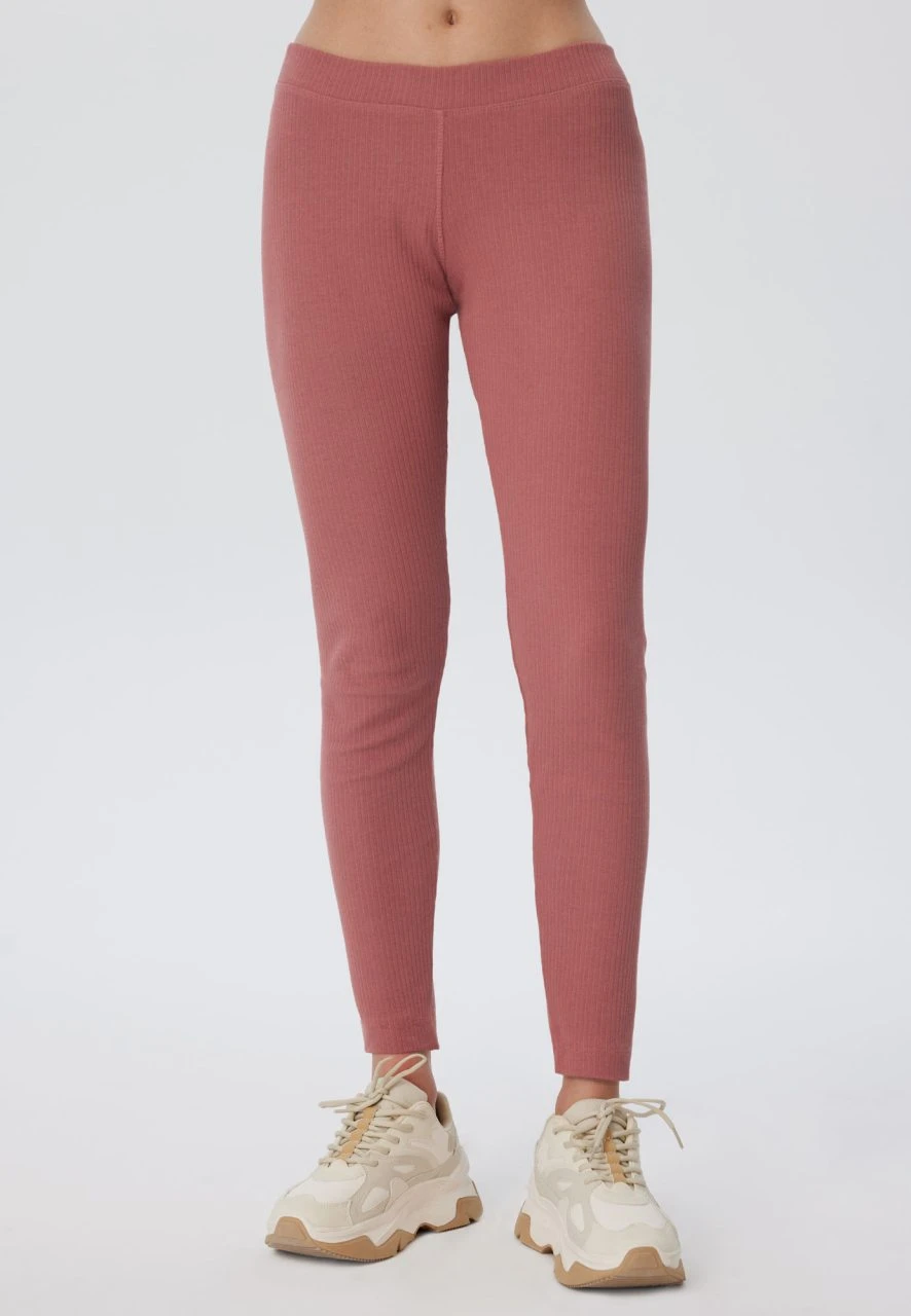 Ripp-Jersey Leggings Aus Bio-Baumwolle - Dunkel Mauve 3 Ripp-Jersey Leggings Aus Bio-Baumwolle - Dunkel Mauve