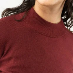 Mela Fairtrade Feinstrick-Pullover Sada Aus Bio-Baumwolle - Burgunderrot -Grundstoff Verkäufe MELAWEAR SADA BURGUNDERROT Damen Feinstrick Pullover weinrot Aermelsaum Strickbuendchen bequem Bio Baumwolle Oeko Mode 1280x1280