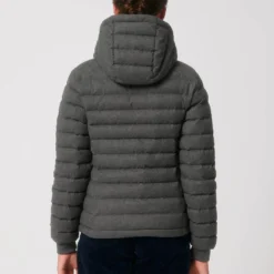 Steppjacke Aus Recyceltem Polyester - Deep Metal Heather Grey -Grundstoff Verkäufe Rueckansicht waermende Jacke abnehmbare Kapuze W897 094 1280x1280