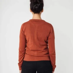 Cardigan Aus Bio-Baumwolle - Mahagoni Melange -Grundstoff Verkäufe Strickjacke Rueckansicht hochwertig verarbeitet 100 310 mahm 1280x1280