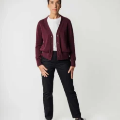 Mela Fairtrade V-Neck Cardigan Surina Aus Bio-Baumwolle - Rosine -Grundstoff Verkäufe Surina veganer Cardigan hochwertig 152 304 rai 1280x1280