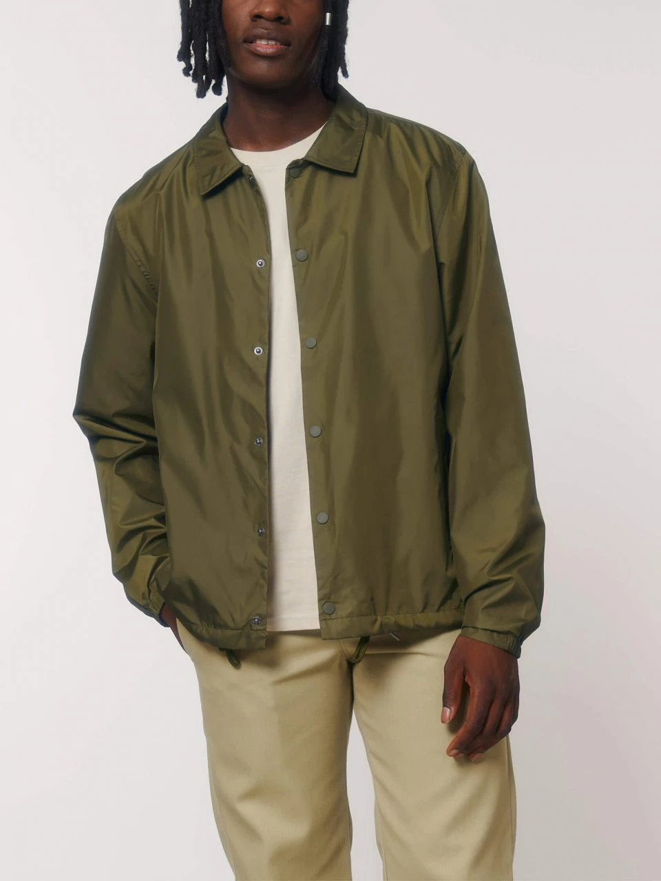 Unisex Coach Jacket Aus Recyceltem Polyester - British Khaki 6 Unisex Coach Jacket Aus Recyceltem Polyester - British Khaki – Bild 4