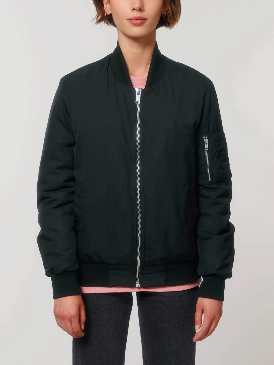 Unisex Bomber Jacke Aus Recyceltem Polyester - Black 10 Unisex Bomber Jacke Aus Recyceltem Polyester - Black – Bild 8