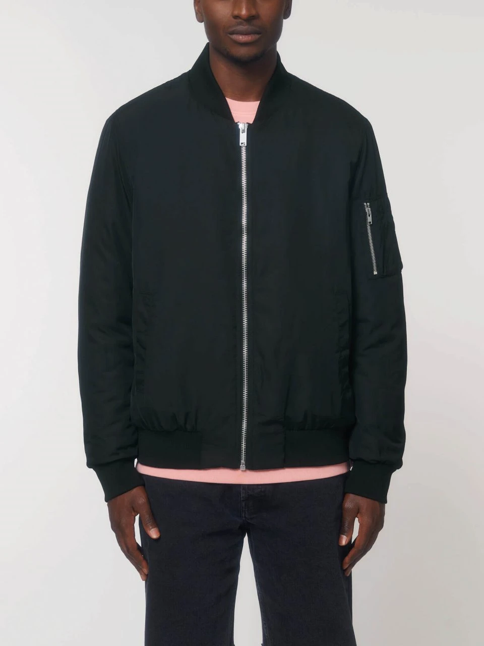 Unisex Bomber Jacke Aus Recyceltem Polyester - Black 5 Unisex Bomber Jacke Aus Recyceltem Polyester - Black – Bild 3