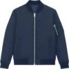 Unisex Bomber Jacke Aus Recyceltem Polyester - French Navy -Grundstoff Verkäufe U844 727 1 navyblaue Bomber Jacke aus reinem Recycelmaterial mit silberfarbenem Reissverschluss ressourcenschonend vegan 1280x1280