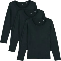 Longsleeve Aus Bio-Baumwolle - Black - 3er-Pack