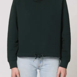 Kurzer Hoodie Aus Bio-Baumwolle - Black -Grundstoff Verkäufe W132 002 Damen Hoodie cropped schwarz Biobaumwolle fm front 1280x1280