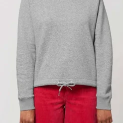 Kurzer Hoodie Aus Bio-Baumwolle - Heather Grey -Grundstoff Verkäufe W132 250 Damen Hoodie kurz geschnitten grau meliert fair fm front 1280x1280