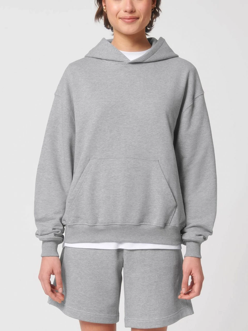 Oversized Unisex Heavy Hoodie Aus Bio-Baumwolle - Heather Grey 11 Oversized Unisex Heavy Hoodie Aus Bio-Baumwolle - Heather Grey – Bild 9