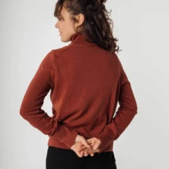 Fairtrade Rollkragenpullover Mayura Aus Bio-Baumwolle - Mahagoni Melange -Grundstoff Verkäufe brauner Strickpulli Rueckansicht 112 301 mahm 1280x1280