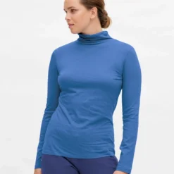 Rollkragen-Longsleeve Aus Bio-Baumwolle - Retro Blue 7 Rollkragen-Longsleeve Aus Bio-Baumwolle - Retro Blue -Grundstoff Verkäufe damen longsleeve faire herstellung living crafts 63903 970 1280x1280