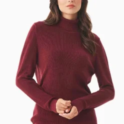 Strickpullover Mit Rollkragen Aus Bio-Baumwolle - Syrah Red