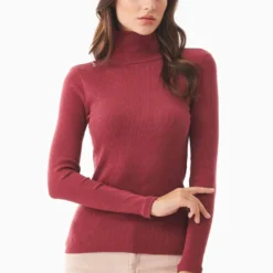 Longsleeve Mit Rollkragen Aus Bio-Baumwolle - Syrah Red