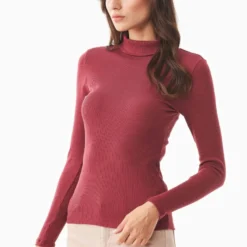 Longsleeve Mit Rollkragen Aus Bio-Baumwolle - Syrah Red -Grundstoff Verkäufe fair fashion turtleneck longsleeve gots zertifiziert casual 012 syrahred 1280x1280