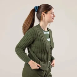 Strickjacke Aus Bio-Baumwolle Und Bio-Wolle - Dark Olive -Grundstoff Verkäufe fair trade cardigan mit bio wolle online kaufen 62828 792 1280x1280