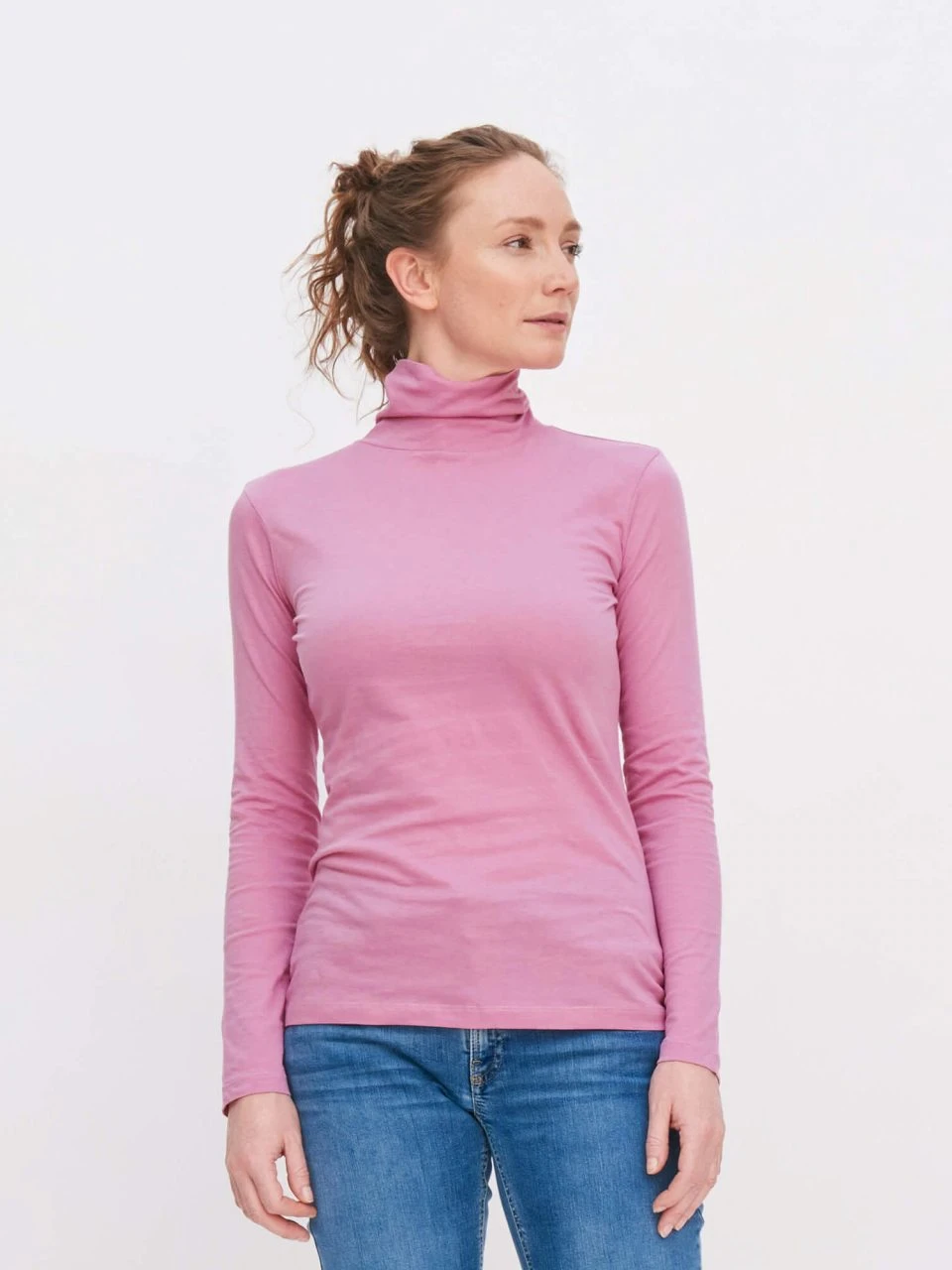 Rollkragen-Longsleeve Aus Bio-Baumwolle - Dusty Rose 4 Rollkragen-Longsleeve Aus Bio-Baumwolle - Dusty Rose – Bild 2