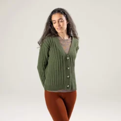 Strickjacke Aus Bio-Baumwolle Und Bio-Wolle - Dark Olive -Grundstoff Verkäufe frauen cardigan nachhaltige mode 62828 792 1280x1280