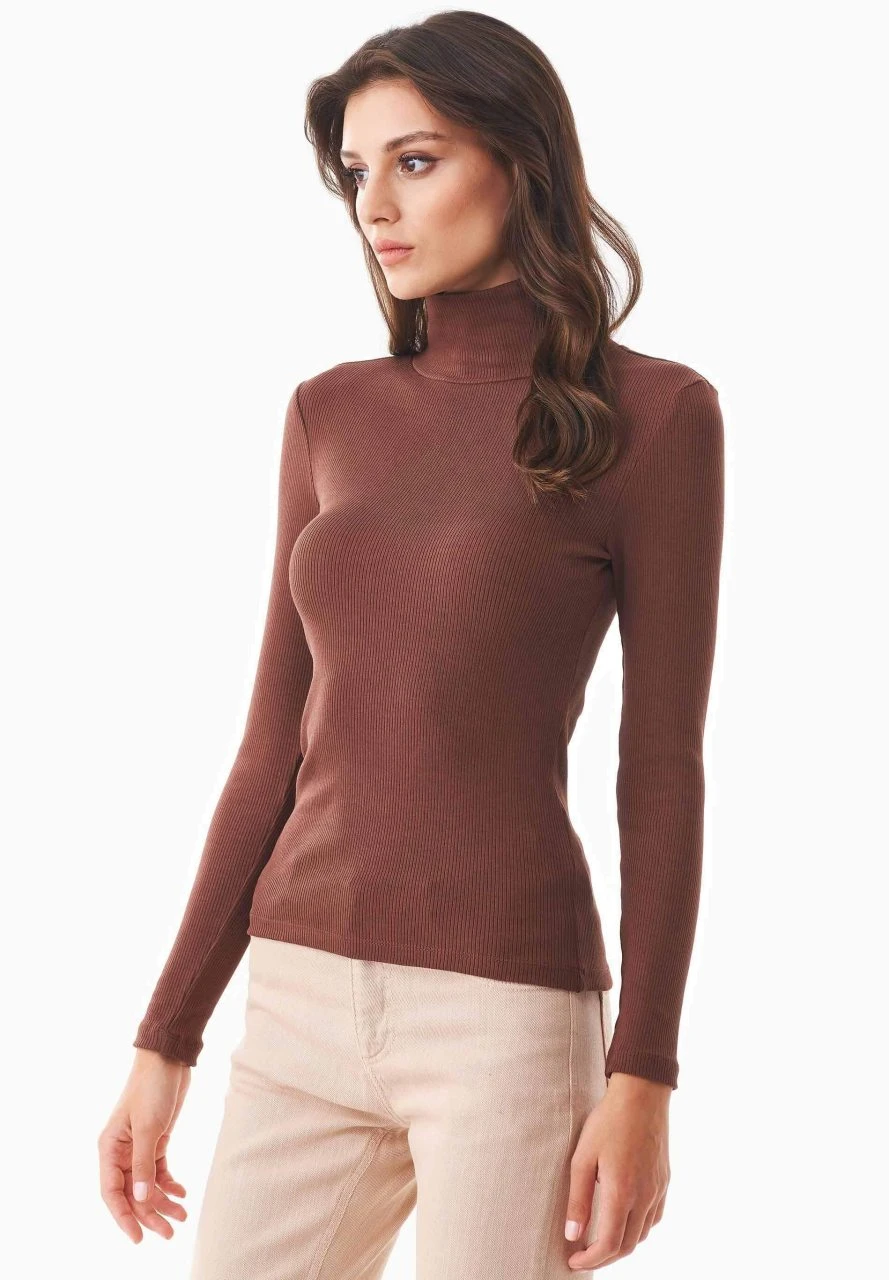 Longsleeve Mit Rollkragen Aus Bio-Baumwolle - Dark Brown 5 Longsleeve Mit Rollkragen Aus Bio-Baumwolle - Dark Brown – Bild 3