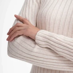 Fairtrade Strickpullover Namari - Cream Melange -Grundstoff Verkäufe frauen pullover strick bio fair vegan creme cream melange mela rippstrick namari crmm 1280x1280