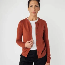 Cardigan Aus Bio-Baumwolle - Mahagoni Melange -Grundstoff Verkäufe hochwertige Strickjacke Damen vegan 100 310 mahm 1280x1280