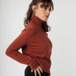 Fairtrade Rollkragenpullover Mayura Aus Bio-Baumwolle - Mahagoni Melange -Grundstoff Verkäufe hochwertiger Feinstrick Pullover vegan 112 301 mahm 1280x1280