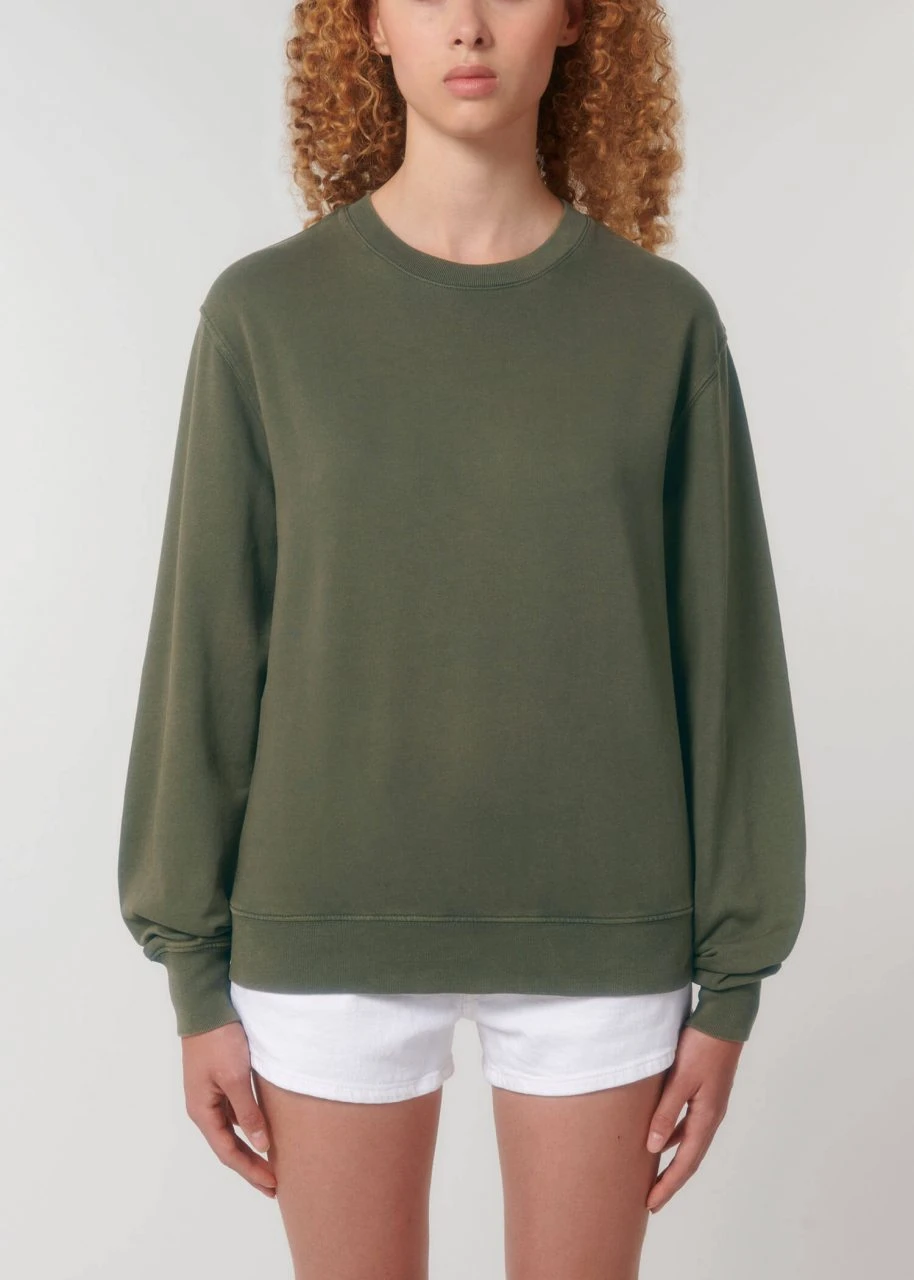 Vintage Terry Sweatshirt Aus Bio-Baumwolle - G. Dyed Khaki 10 Vintage Terry Sweatshirt Aus Bio-Baumwolle - G. Dyed Khaki – Bild 8