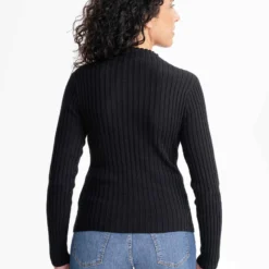 Mela Fairtrade Strickpullover Namari - Schwarz -Grundstoff Verkäufe mela strickpullover damen schwarz nachhaltige mode gerippt bio fair namari bla 1280x1280