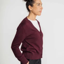 Mela Fairtrade V-Neck Cardigan Surina Aus Bio-Baumwolle - Rosine -Grundstoff Verkäufe nachhaltig fair vegan MELA 152 304 rai 1280x1280