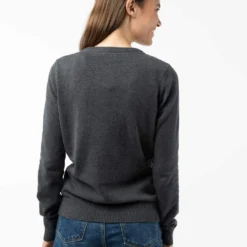 Cardigan Aus Bio-Baumwolle - Anthrazit Melange -Grundstoff Verkäufe nachhaltige Bio Baumwoll Strickjacke Rueckansicht 100 310 anthracite 1280x1280