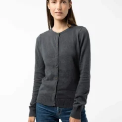 Cardigan Aus Bio-Baumwolle - Anthrazit Melange -Grundstoff Verkäufe oekofairer Cardigan Melawear 100 310 anthracite 1280x1280