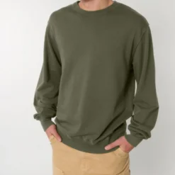 Vintage Terry Sweatshirt Aus Bio-Baumwolle - G. Dyed Khaki 15 Vintage Terry Sweatshirt Aus Bio-Baumwolle - G. Dyed Khaki -Grundstoff Verkäufe oekofairer crew neck Pullover U085 109 1280x1280