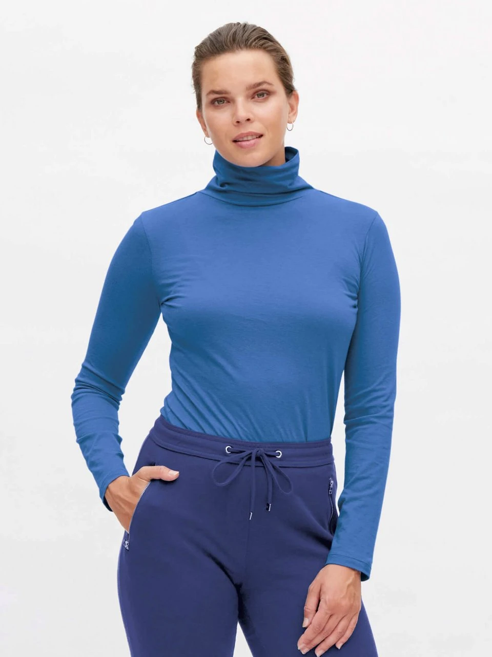 Rollkragen-Longsleeve Aus Bio-Baumwolle - Retro Blue 4 Rollkragen-Longsleeve Aus Bio-Baumwolle - Retro Blue – Bild 2
