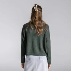 Strickpullover Aus Bio-Baumwolle - Dark Khaki -Grundstoff Verkäufe rueckansicht damen strickpullover dark khaki bio baumwolle fairtrade beeke strick online shop TS021 58 1280x1280