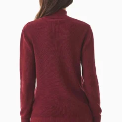 Strickpullover Mit Rollkragen Aus Bio-Baumwolle - Syrah Red -Grundstoff Verkäufe rueckansicht damen strickpullover regular fit casual 040 syrahred 1280x1280