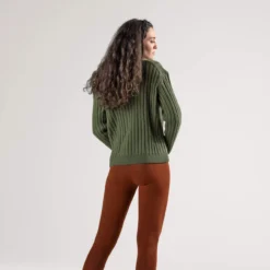 Strickjacke Aus Bio-Baumwolle Und Bio-Wolle - Dark Olive -Grundstoff Verkäufe rueckansicht oekofaire strickmode living crafts online kaufen 62828 792 1280x1280