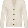 Mela Fairtrade V-Neck Cardigan Surina Aus Bio-Baumwolle - Cream -Grundstoff Verkäufe strickcardigan surina fair melawear 152 304 crm 1280x1280