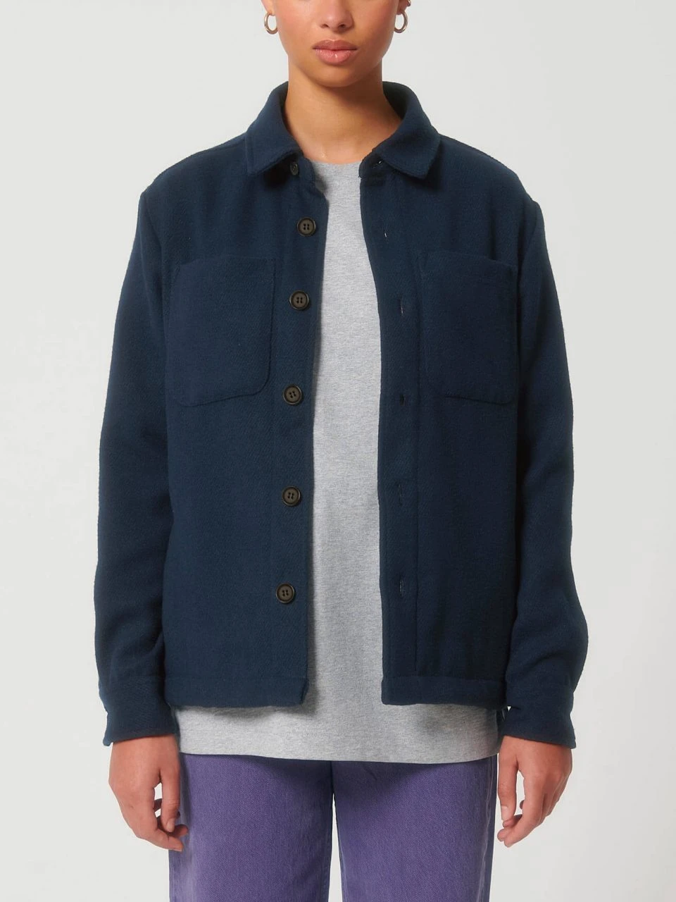 Unisex Twill Overshirt Aus Recyceltem Polyester - French Navy 5 Unisex Twill Overshirt Aus Recyceltem Polyester - French Navy – Bild 3