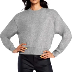 Organic Crop Sweatshirt - Melange Grey -Grundstoff Verkäufe unbedrucktes bio sweatshirt damen melange grey COR63 MGY 1280x1280