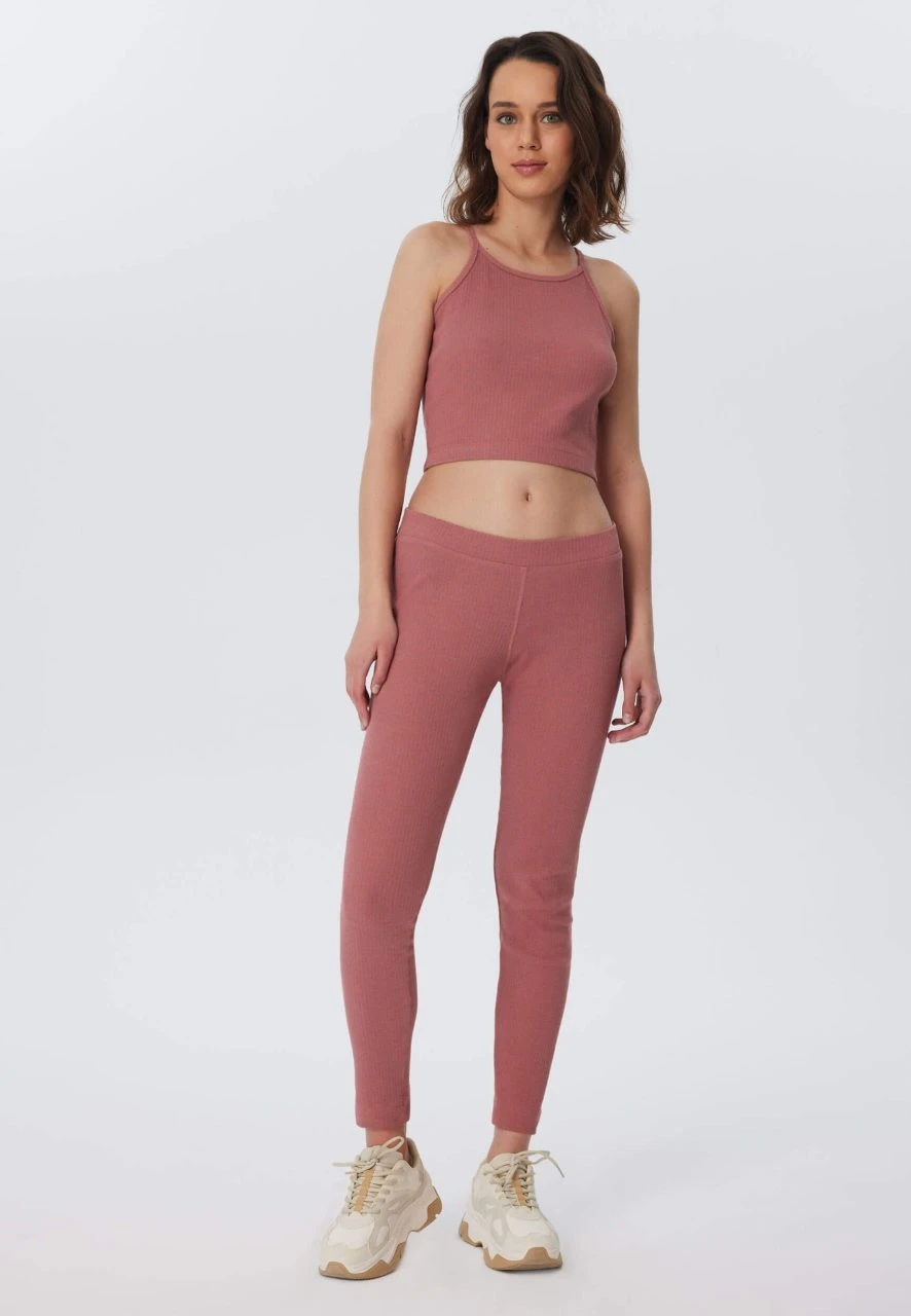 Ripp-Jersey Leggings Aus Bio-Baumwolle - Dunkel Mauve 7 Ripp-Jersey Leggings Aus Bio-Baumwolle - Dunkel Mauve – Bild 5