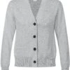 Fairtrade V-Neck Cardigan Surina Aus Bio-Baumwolle - Grau-melange -Grundstoff Verkäufe vegane strickjacke bio baumwolle 152 304 grem 1280x1280