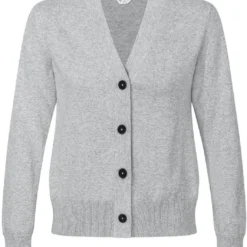 Fairtrade V-Neck Cardigan Surina Aus Bio-Baumwolle - Grau-melange