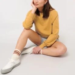 Vintage Terry Sweatshirt Aus Bio-Baumwolle - G. Dyed Gold Ochre -Grundstoff Verkäufe veganer Sweater Unisex stueckgefaerbt U085 141 1280x1280