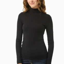 Longsleeve Mit Rollkragen Aus Bio-Baumwolle - Black