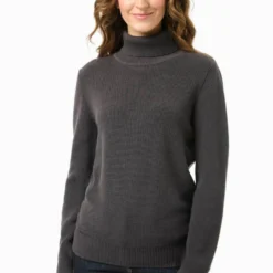 Strickpullover Mit Rollkragen Aus Bio-Baumwolle - Asphalt