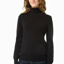 Strickpullover Mit Rollkragen Aus Bio-Baumwolle - Black